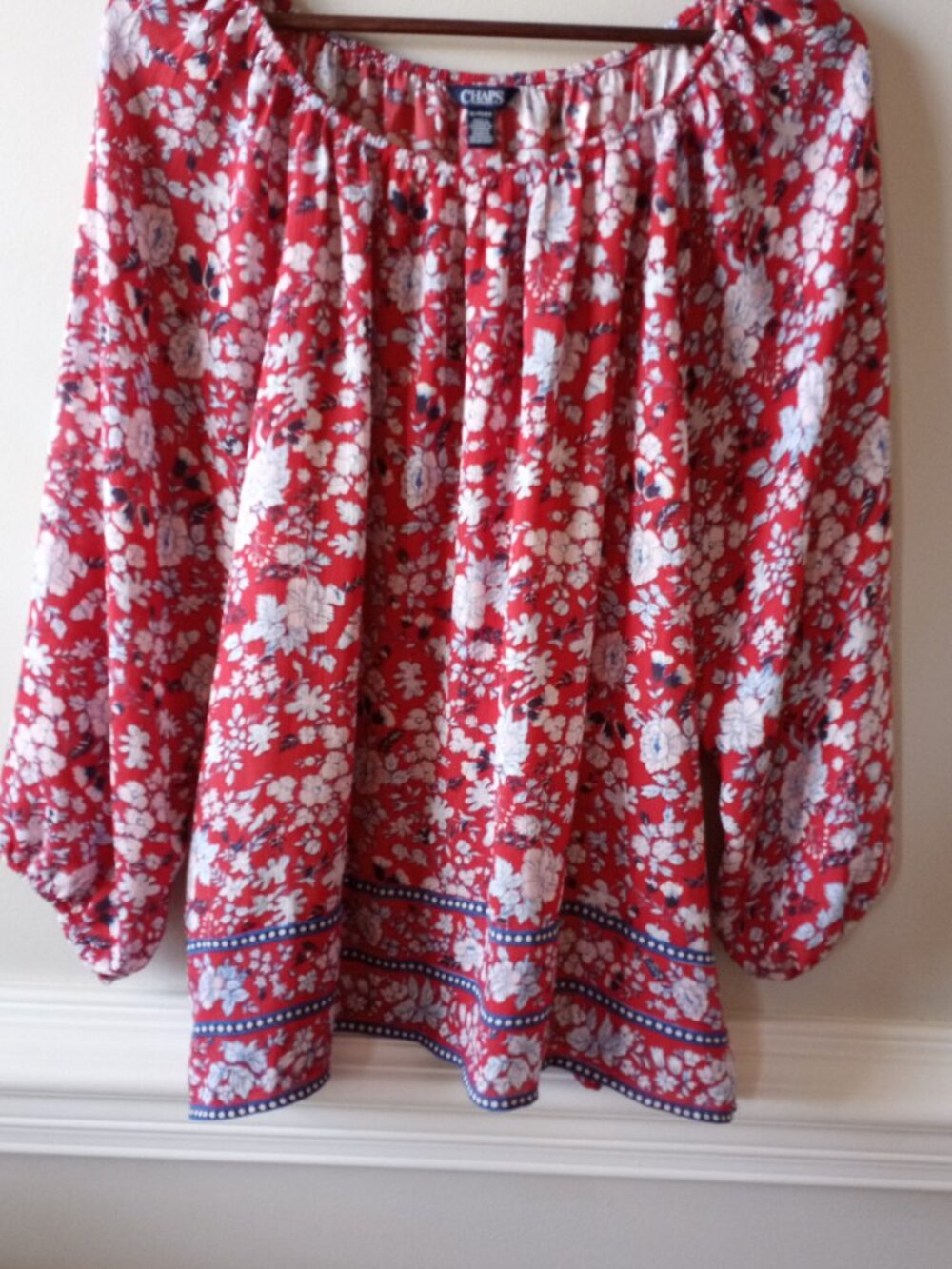 'CHAPS' 3/4 Sleeve XL Peasant Style Top EUC - Picture 2 of 9